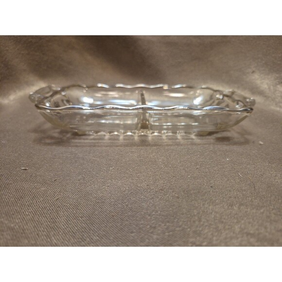 Viking Glass Princess Poppy Sterling Overlay 2 Part Divided Dish Silver City - Picture 3 of 13
